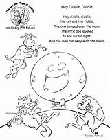 Nursery Coloring Diddle Rhymes Pages Hey Rhyme Go Printable Preschool Dog Kids Reading Cow Color Moon Over Print Activities Crafts sketch template