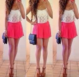 Skirt Pink Skater Skirt Tank Top White Dress Wheretoget