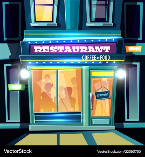 city restaurant facade  evening cartoon vector image