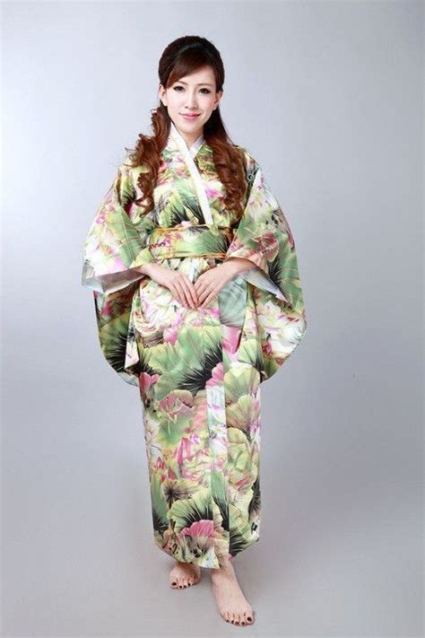 Japanese Kimono Vintage Original Tradition Silk Yukata Dress With Obi