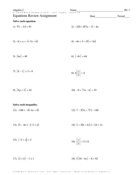 absolute  equations worksheet word worksheet