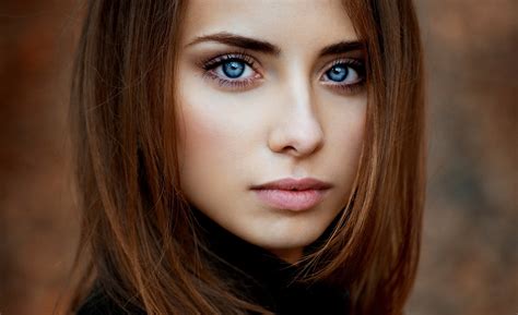 Woman Brunette Models Nadya Ryzhevolosaya Face Blue Eyes Girl