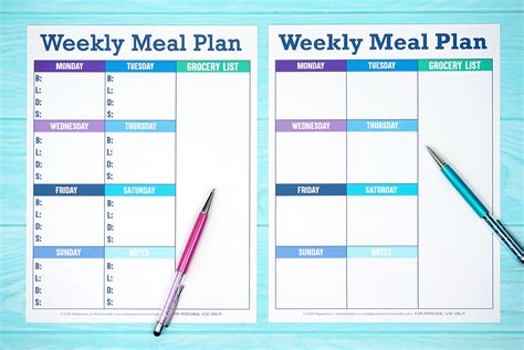 printable weekly meal planner template happiness  homemade