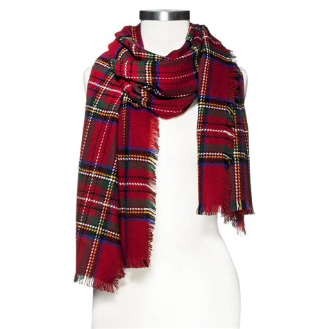 multicolored oversized plaid scarf red oversized plaid scarf red