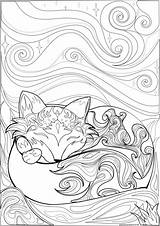 Coloring Pages Fox Adult Sheets Printable Colouring Animal Book Sleeping Mandala Books Color Christmas Kids Visit sketch template