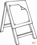 Easel Coloring Pages Class Colouring Drawing Printable Stool Clipart Clip sketch template