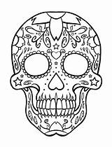 Muertos Dia Los Coloring Pages Print Skull Sugar Printable Skulls Kids Colouring Color Coloriage Calaveras Calavera Outline Adult Adults Kleurplaat sketch template