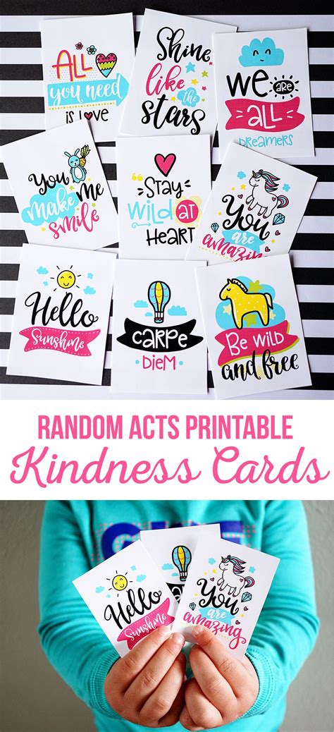 printable random acts kindness cards service project ideas family