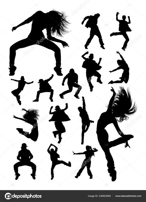 Hip Hop Modern Dance Dancer Silhouettes Good Use Symbol