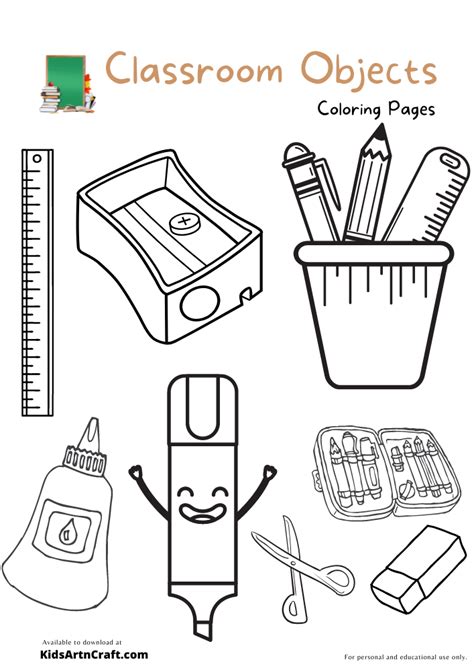 classroom objects coloring pages  kids  printables kids art
