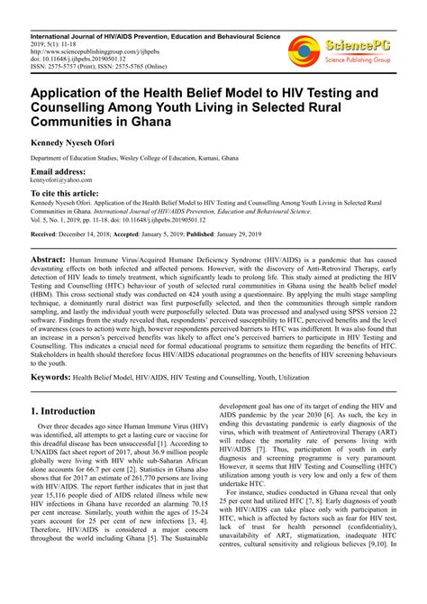 pdf application of the health belief model to hiv testing and