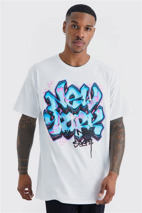 Oversized Graffiti City T Shirt Boohoo Uk