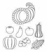 Cornucopia Template Food Fruit Printable Vegetables Fruits Printables Craft Vegetable Printablee Via sketch template