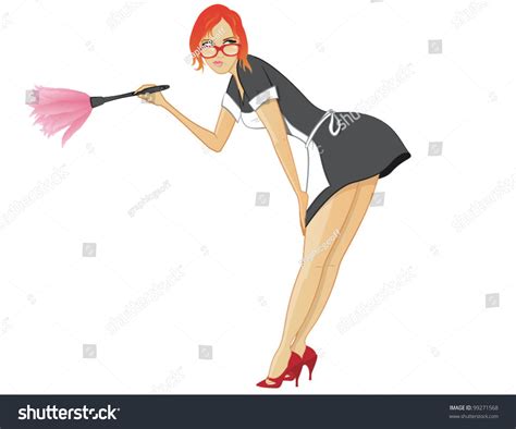 sexy maidcleaning lady dusting stock vector 99271568