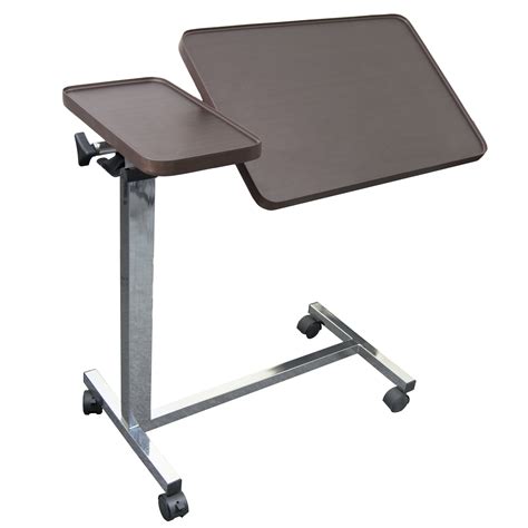 vaunn medical adjustable overbed bedside tilt table  wheels