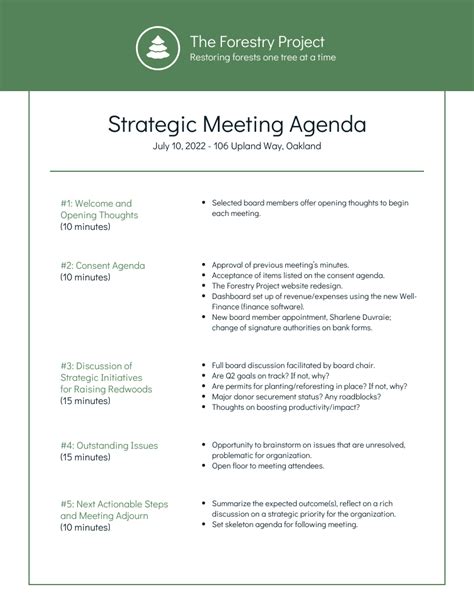 nonprofit board agenda template