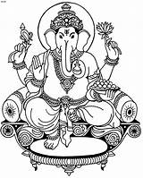 Coloring Ganesha Pages Ganesh Chaturthi Books Outline Lord Goddess Pencil sketch template