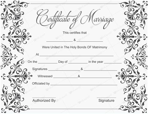 blank marriage certificate template  templates  templates