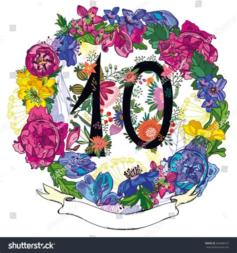 vector hand drawn floral number  vintage amazing flowers number  perfect
