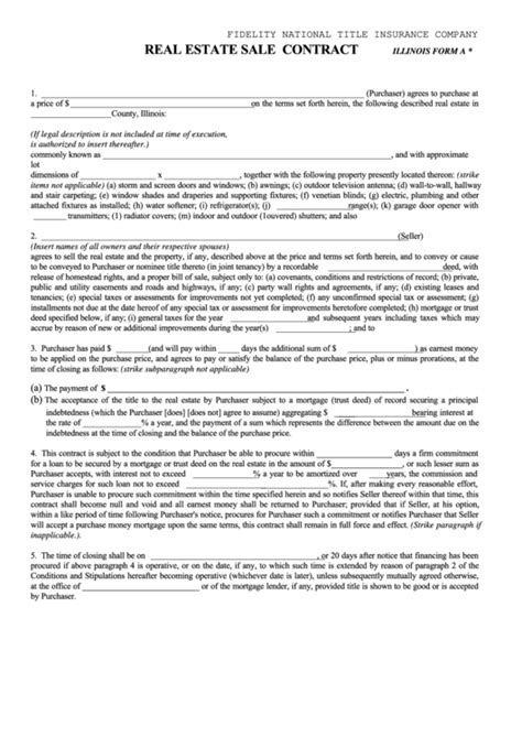 real estate sale contract template printable
