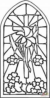 Stained Glass Coloring Pages Window Printable Patterns Church Windows Religious Supercoloring Christian Vitral Color Template Print Kids Easter Para Cross sketch template