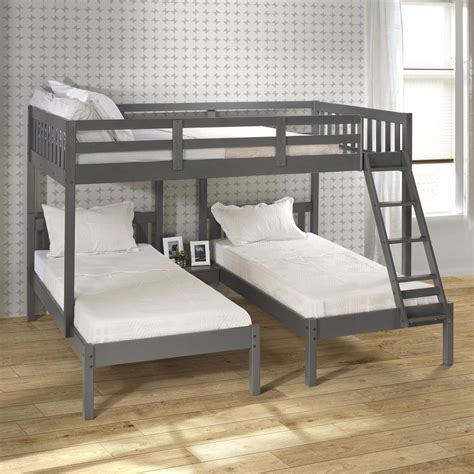 full  double twin bed loft bunk  dark grey finish