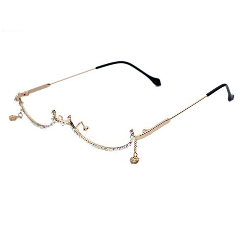 luxury fashion diamond eyeglasses alloy frame for women green and