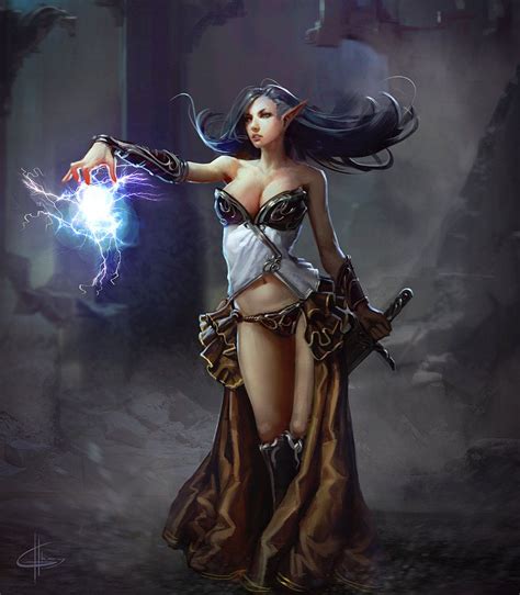 Siege By Greyhues Female Elf Sorceress Witch Wizard