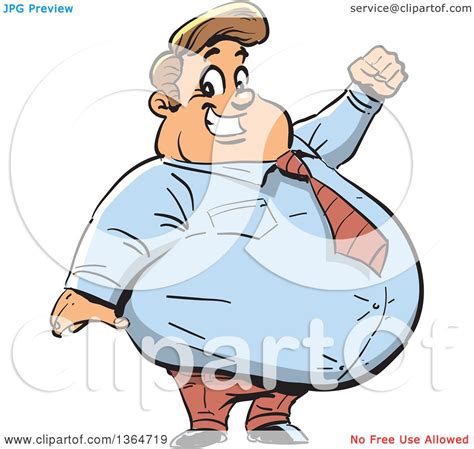 clipart of a cartoon happy fat white businessman cheering