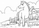 Farm Pferde Pferd Malvorlage Weide sketch template
