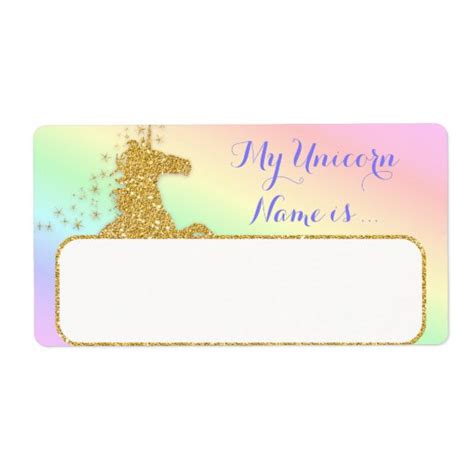 unicorn   label rainbow gold zazzleca