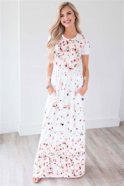Ivory Ombre Floral Maxi Modest Dress Best And Affordable