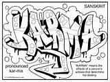 Graffiti Coloring Pages Letters Printable Name Adult Word Drawing Karma Kids Inspirational Cool Words Swear Adults Sheets Bubble Letter Book sketch template