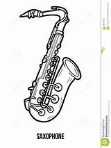 Saxophone Coloring Instruments Musical Book Children Illustration Vector Preview sketch template