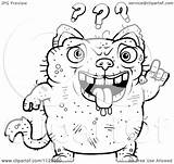 Ugly Cat Cartoon Confused Clipart Outlined Coloring Vector Thoman Cory Royalty Clipground sketch template