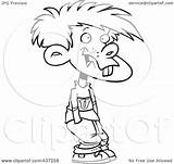 His Toothed Pockets Buck Hands Boy Royalty Clipart Outline Illustration Rf Toonaday sketch template