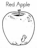 Red Coloring Apple Worm Smiling Inside sketch template