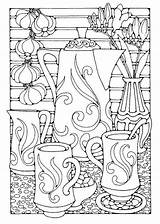 Coloring Pages Coffee Adult Adults Tea Colouring Printable Sheets Kids Older Color Dandi Coloriage Books Teapots Book Set Patterns Cafe sketch template