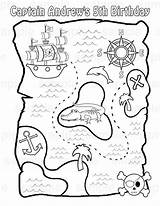 Pirate Map Treasure Coloring Printable Pages Personalized Choose Board Birthday Party sketch template