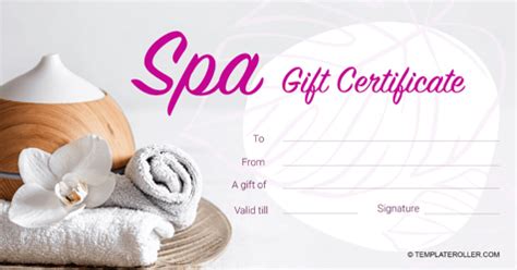 spa gift certificate templates customize  print
