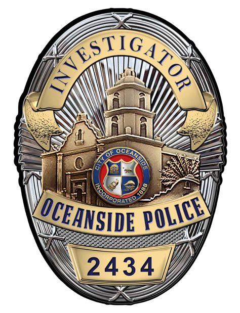 oceanside police investigator department badge  metal sign