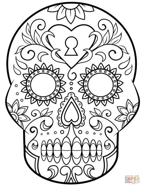 day   dead sugar skull coloring page  printable coloring pages