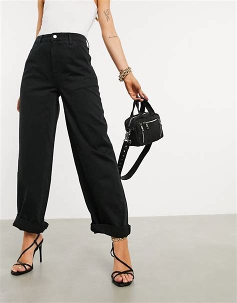 asos design slouchy chino pants  black asos