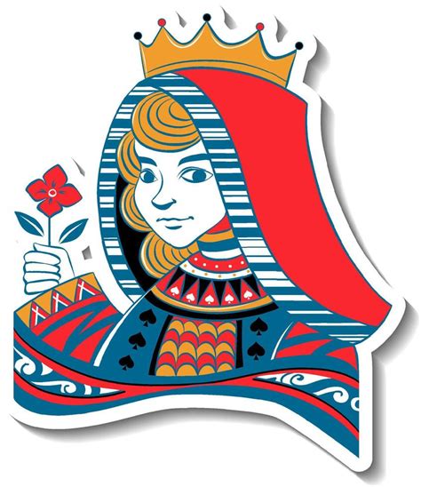 queen playing card character sticker 4630153 vector art at vecteezy