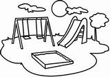 Drawing Playground Coloring Clipart Playgrounds Clip sketch template