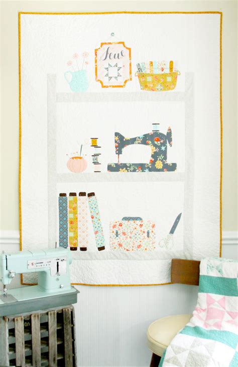 Sweet Sewing Shelves Applique Quilt