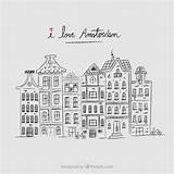 Amsterdam Architecture Houses Drawn Hand Background Freepik sketch template
