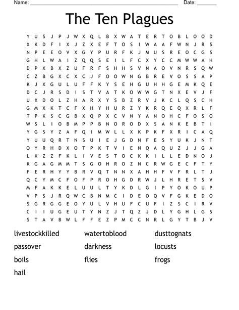 plagues wheel printable  printable word searches images