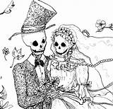 Skeleton Dead Bride Drawing Groom Wedding Print Gothic Valentine Halloween Etsy Giclee Details Original sketch template