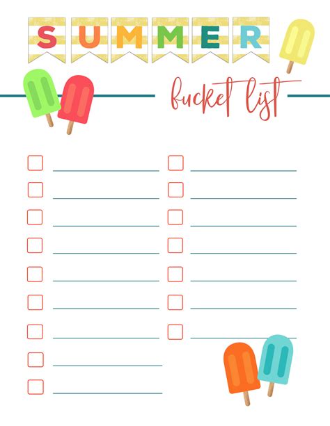 printable summer bucket list ideas template paper trail design